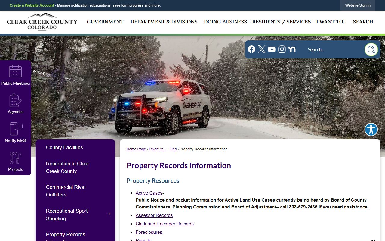 Clear Creek County Assessor property records information page