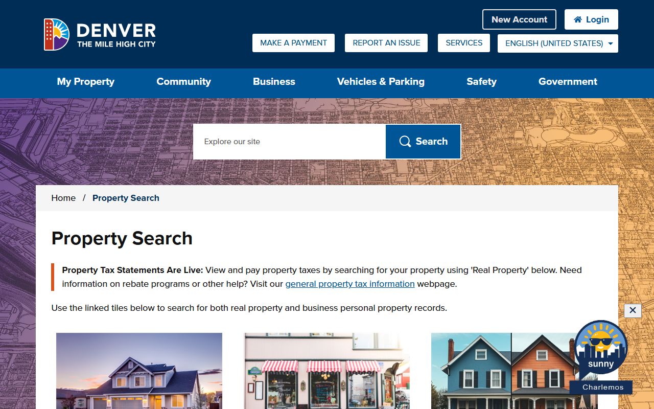 Denver County Assessor property search page