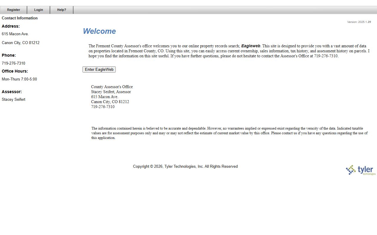 Fremont County EagleWeb property search system