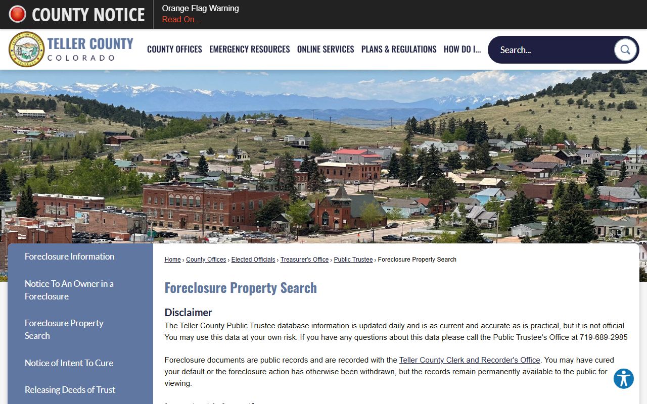 Teller County Foreclosure Records