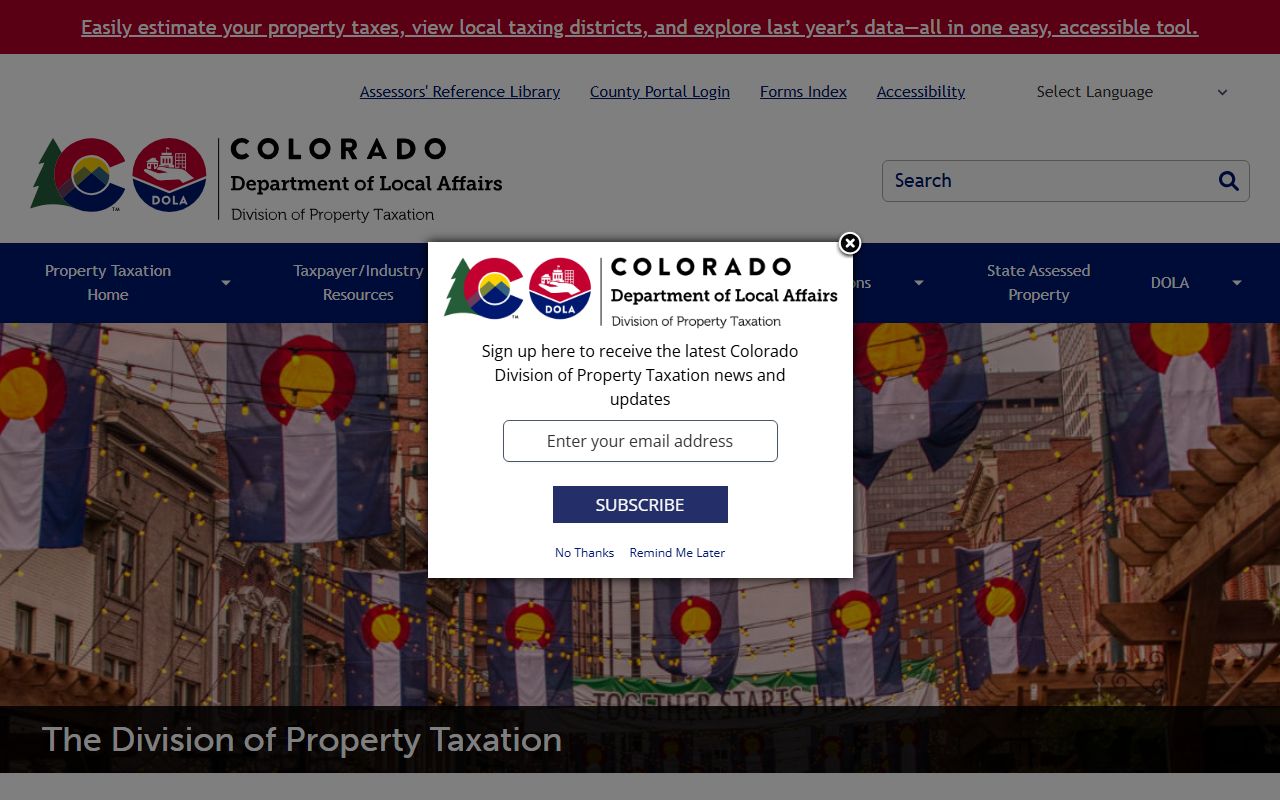 Colorado Division of Property Taxation website for property records